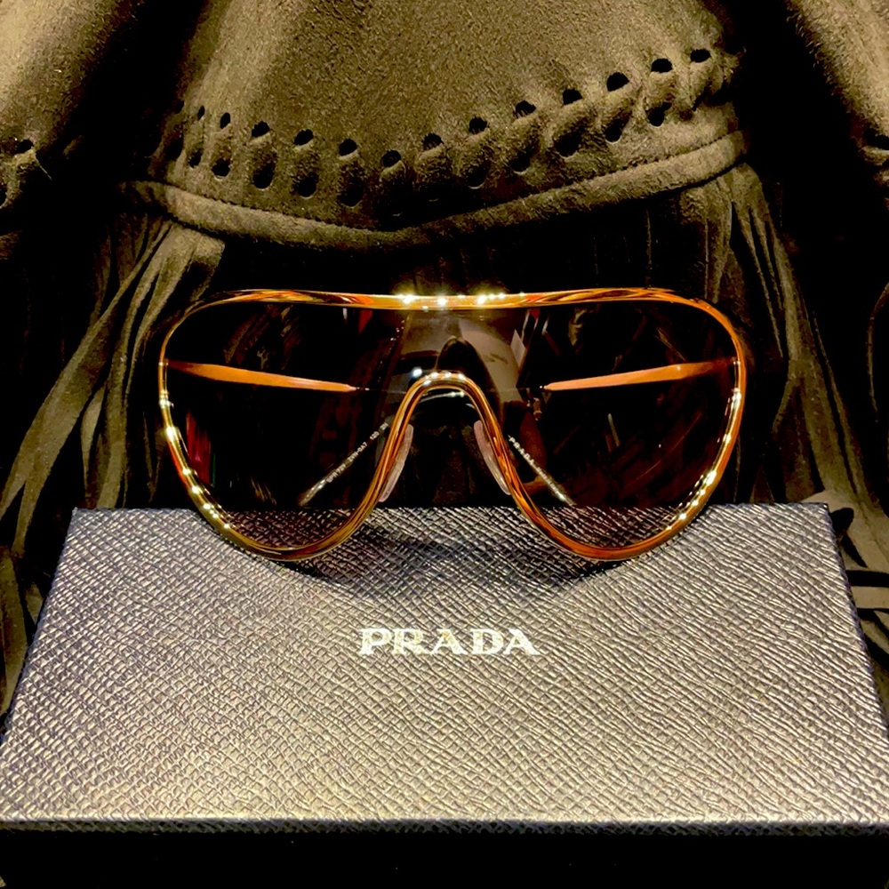 Prada Brown Tortoiseshell Shield Sunglasses